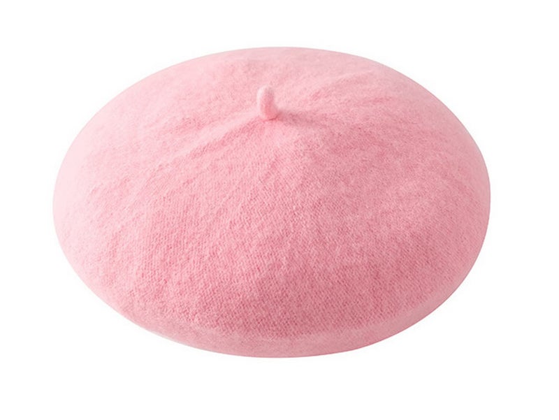 Brcus Kids Girls French Beret Hat Artist Hat Solid Warm Beanie Cap Winter Autumn (Pink, 1) - Image 3